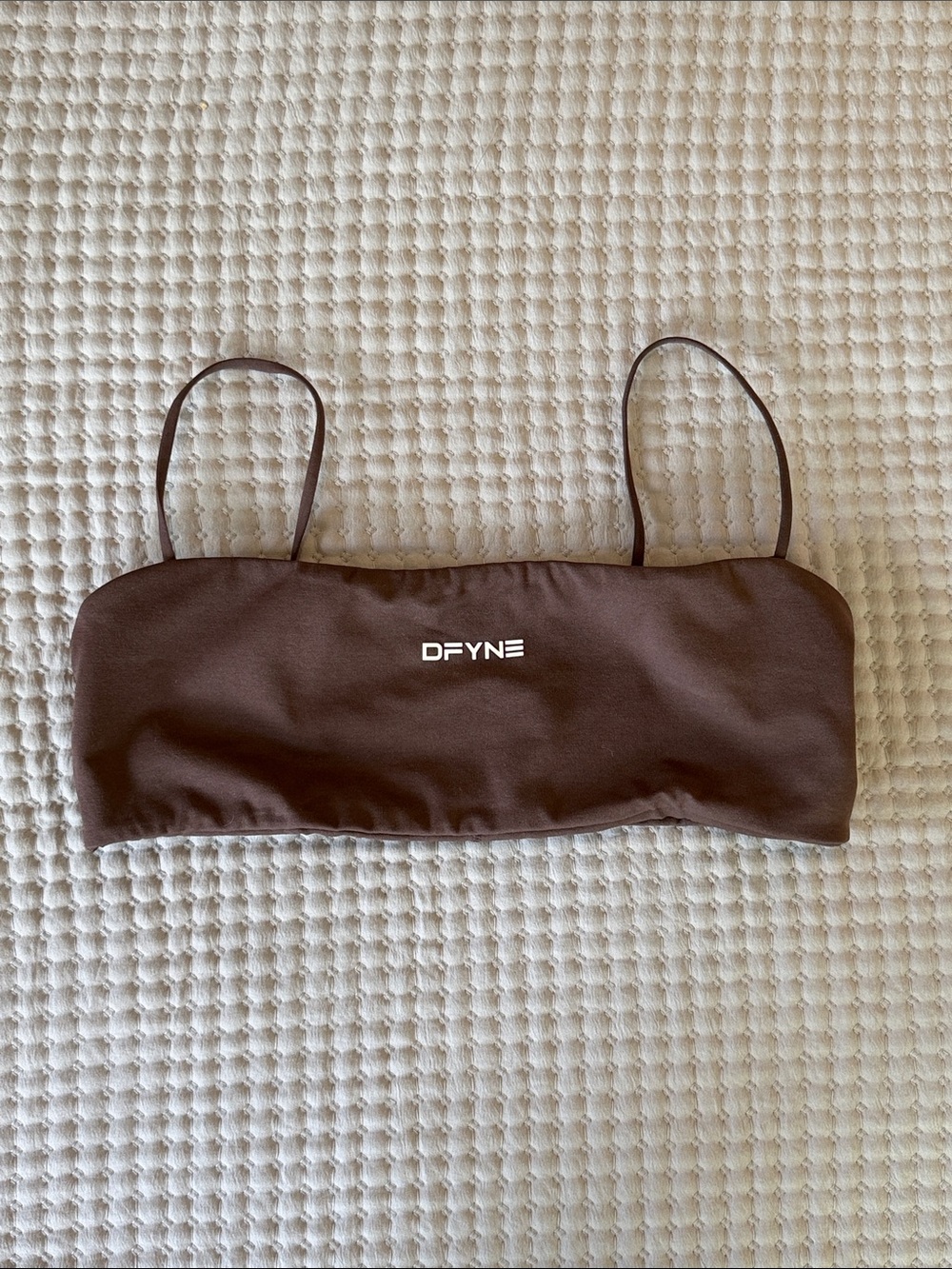 DFYNE Brown Bandeau Sports Bra with Thin Straps